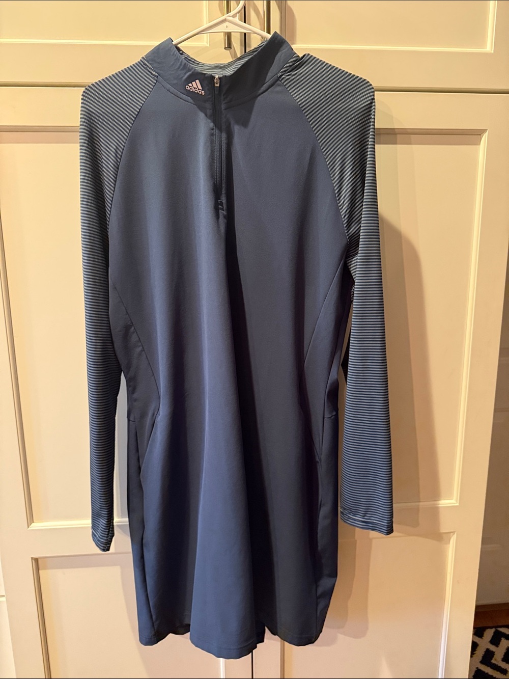 adidas Women’s Navy Blue Long-Sleeve 1/4 Zip athletic Dress